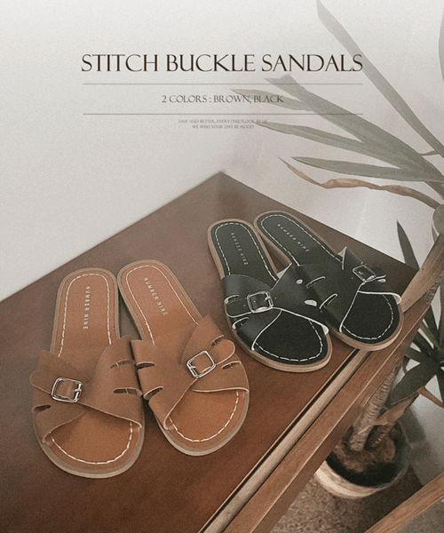 스티치 buckle sandals - 2color